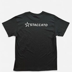 Staccato Fire Arms Second Amendment White Star Logo Black Gun T-Shirt Size Large